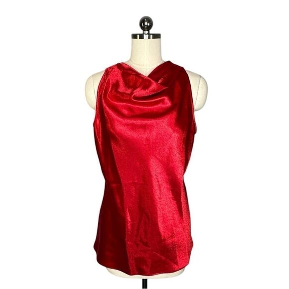 Sies Marjan Red Louma Satin Cowl Neck Tunic Top |Size 8 - Picture 5 of 10